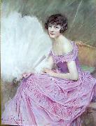 unknow artist Henri Royer Jeune fille oil painting on canvas
